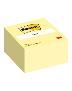 Bloc de notas adhesivas quita y pon post-it 76x76x45 mm cubo color amarillo 450 hojas