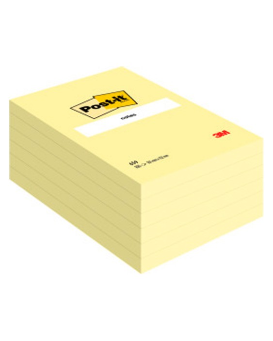 Bloc de notas adhesivas quita y pon post-it 102x152 mm con 100 hojas 659
