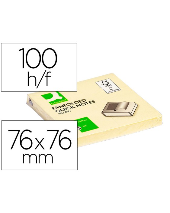 Bloc de notas adhesivas quita y pon q-connect 76x76 mm zig-zag