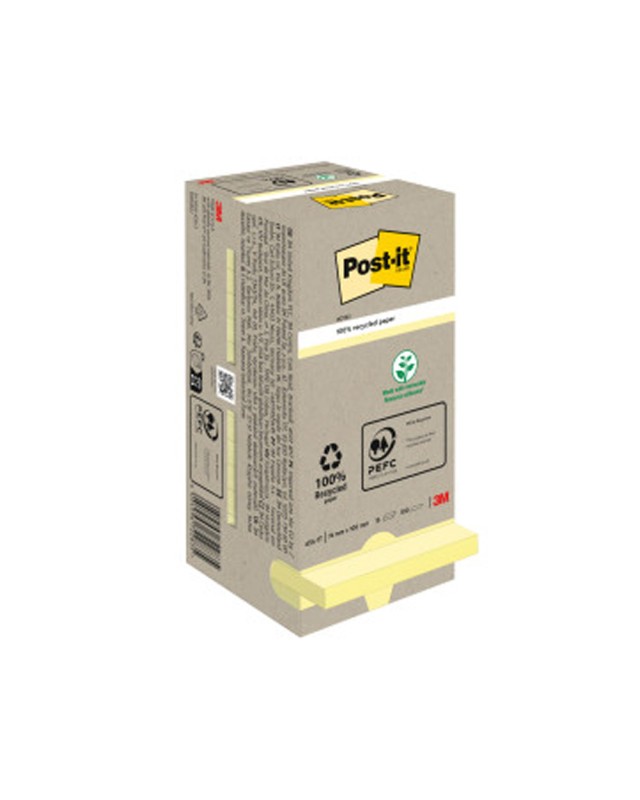Bloc de notas adhesivas quita y pon reciclada en torre post-it 76 x 76 mm 16 blocs 654 reciclado