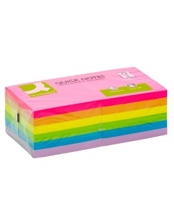 Bloc de notas adhesivas quita y pon q-connect 76x76 mm fsc colores neon y pastel surtidos