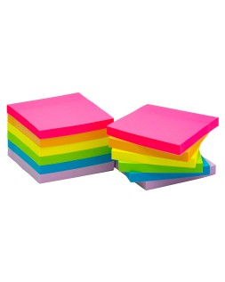 Bloc de notas adhesivas quita y pon q-connect 76x76 mm fsc colores neon y pastel surtidos