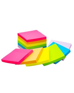 Bloc de notas adhesivas quita y pon q-connect 76x76 mm fsc colores neon y pastel surtidos