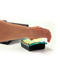 Soporte bloc de notas adhesivas quita y pon q-connect zigzag color negro con 1 bloc 76x76 mm