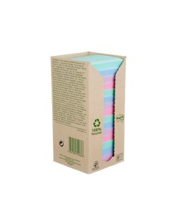 Bloc de notas adhesivas quita y pon post-it 76x76 mm 100% reciclada pefc en torre pack de 16 unidades colores