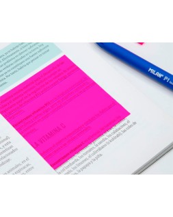 Bloc de notas adhesivas quita y pon milan 76x76 mm removible plastico translucido rosa fluor 50 hojas