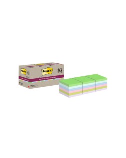 Bloc de notas adhesivas quita y pon post-it super sticky 76x76 mm 70 hojas recicladas paquete de 14 unidades