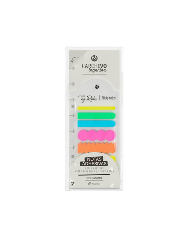 Bloc de notas adhesivas carchivo ingeniox irregular colores neon