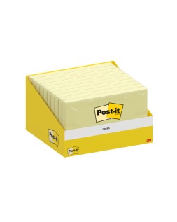 Bloc de notas adhesivas quita y pon post-it 76x127 mm 100 hojas amarillo canario retractilado individualmente