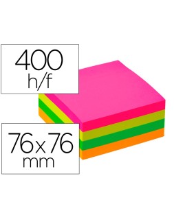 Bloc de notas adhesivas quita y pon q-connect 76x76 mm fsc fluorescente con 400 hojas