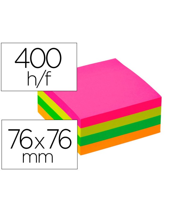 Bloc de notas adhesivas quita y pon q-connect 76x76 mm fsc fluorescente con 400 hojas