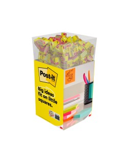 Bloc de notas adhesivas quita y pon post-it cubo 76x76 mm expositor suelo de 96 unidades surtidas 400x400x900 mm