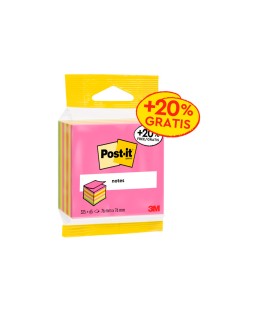 Bloc de notas adhesivas quita y pon post-it cubo 76x76 mm expositor suelo de 96 unidades surtidas 400x400x900 mm