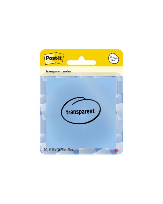 Bloc de notas adhesivas quita y pon post-it 73x73 mm 36 hojas transparente azul lavado vaquero