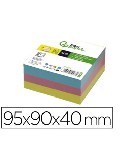 Taco papel liderpapel sin encolar colores 400 hojas 95x90x40 mm 80 g