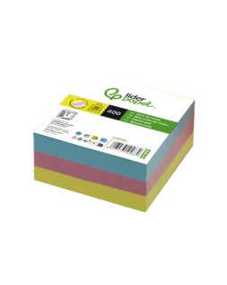 Taco papel liderpapel sin encolar colores 400 hojas 95x90x40 mm 80 g