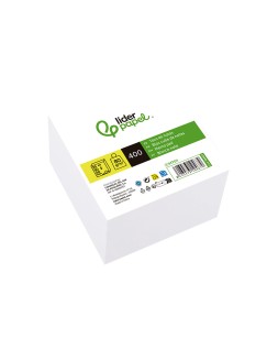 Taco papel liderpapel sin encolar blanco 400 hojas 95x90x40 mm 80 g