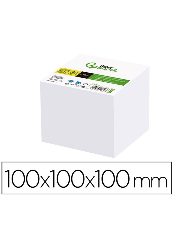 Taco papel liderpapel encolado blanco 1000 hojas 100x100x100 mm 80 g
