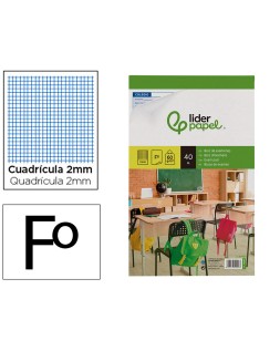 Bloc examenes liderpapel cuadro 2mm folio 40 hojas 60 g