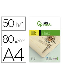 Bloc papel milimetrado liderpapel encolado 210x297 mm 50 hojas 80 g