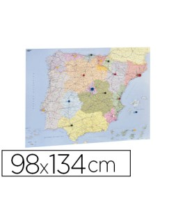 Mapa mural faibo españa y portugal autonomico plastificado enrollado 98x134 cm