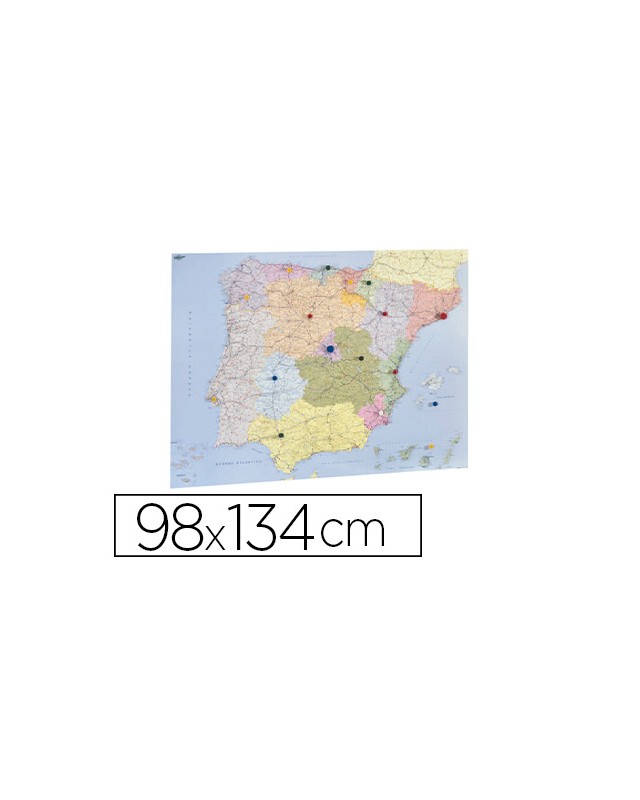 Mapa mural faibo españa y portugal autonomico plastificado enrollado 98x134 cm