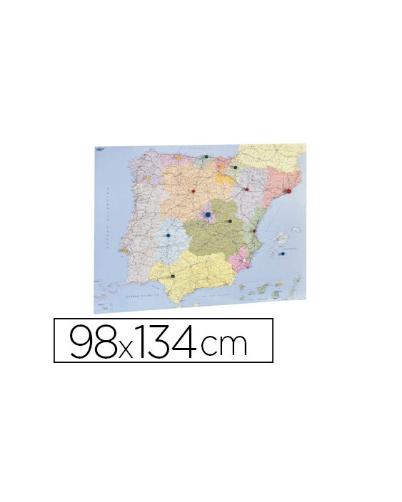 Mapa mural faibo españa y portugal autonomico plastificado enrollado 98x134 cm