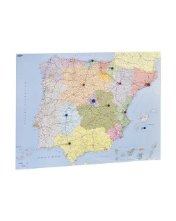 Mapa mural faibo españa y portugal autonomico plastificado enrollado 98x134 cm