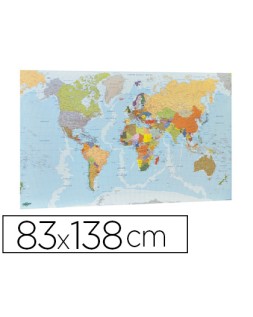 Mapa mural faibo planisferio plastificado enrollado 83x138 cm