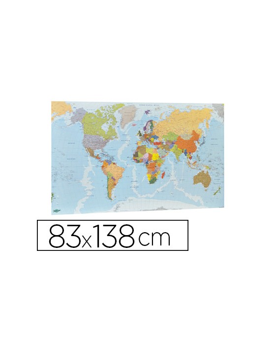 Mapa mural faibo planisferio plastificado enrollado 83x138 cm