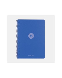 Cuaderno espiral antartik a4 tapa foam 80h 90gr cuadro 4mm con margen color azul
