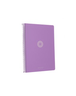Cuaderno espiral antartik a4 tapa foam 80h 90gr cuadro 4mm con margen color lavanda