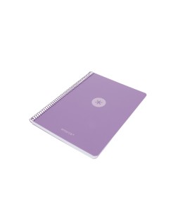 Cuaderno espiral antartik a4 tapa foam 80h 90gr cuadro 4mm con margen color lavanda