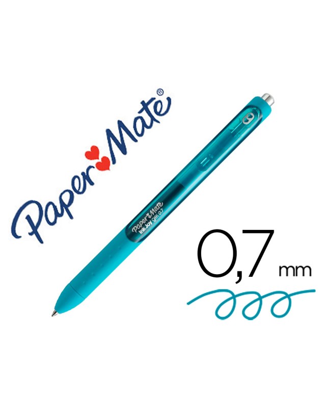 Boligrafo paper mate inkjoy retractil gel pen trazo 0,7 mm verde azulado
