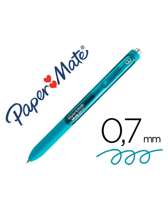 Boligrafo paper mate inkjoy retractil gel pen trazo 0,7 mm verde azulado