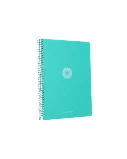 Cuaderno espiral antartik a4 tapa foam 80h 90gr cuadro 4mm con margen color menta