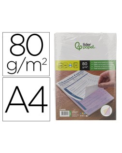 Papel autocopiativo liderpapel a4 prealzado triplicado blanco amarillo y rosa 80 g 500 hojas (167