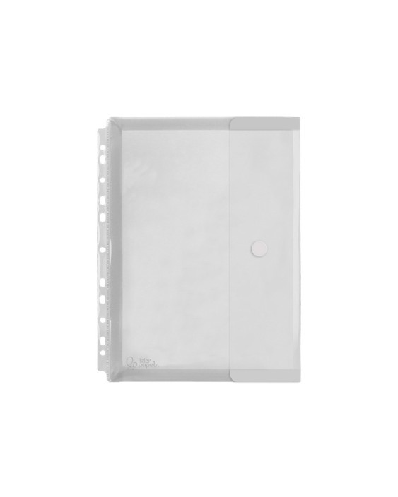 Carpeta liderpapel dossier broche polipropileno a4 cierre de velcro 180 micras 11 taladros transparente