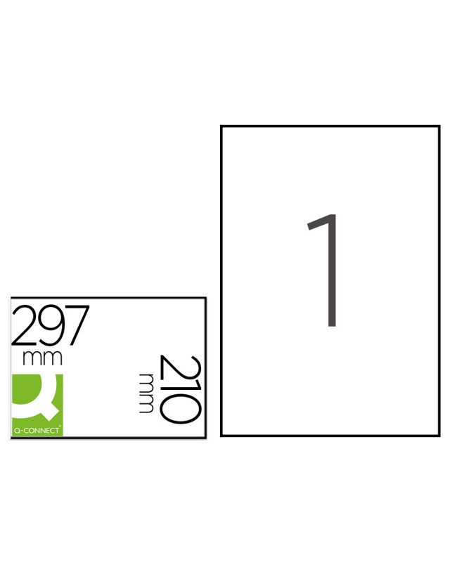 Etiqueta adhesiva q-connect poliester a4 blanco alto brillo para impresoras inkjet pack con 20 hojas