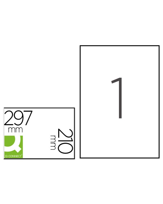 Etiqueta adhesiva q-connect poliester a4 blanco alto brillo para impresoras inkjet pack con 20 hojas