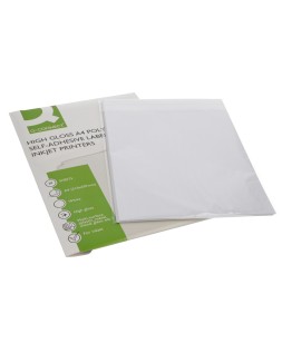 Etiqueta adhesiva q-connect poliester a4 blanco alto brillo para impresoras inkjet pack con 20 hojas