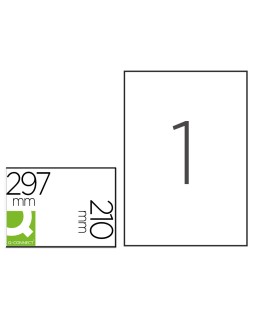 Etiqueta adhesiva q-connect poliester a4 blanco mate para impresoras inkjet pack con 20 hojas