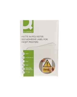Etiqueta adhesiva q-connect poliester a4 blanco mate para impresoras inkjet pack con 20 hojas