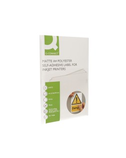 Etiqueta adhesiva q-connect poliester a4 blanco mate para impresoras inkjet pack con 20 hojas