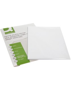 Etiqueta adhesiva q-connect poliester a4 blanco mate para impresoras inkjet pack con 20 hojas