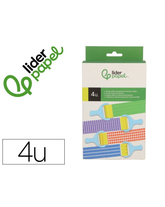 Esponja manualidades liderpapel rodillo con texturas goma foam caja con 4 unidades