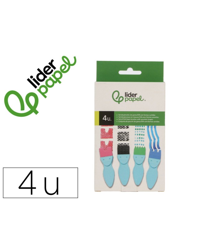 Esponja manualidades liderpapel pincel con formas goma eva caja con 4 unidades