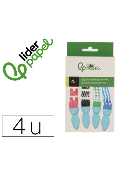 Esponja manualidades liderpapel pincel con formas goma eva caja con 4 unidades