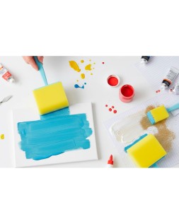 Esponja manualidades liderpapel pincel cuadrado goma foam caja con 4 unidades 25/40/50/75 mm