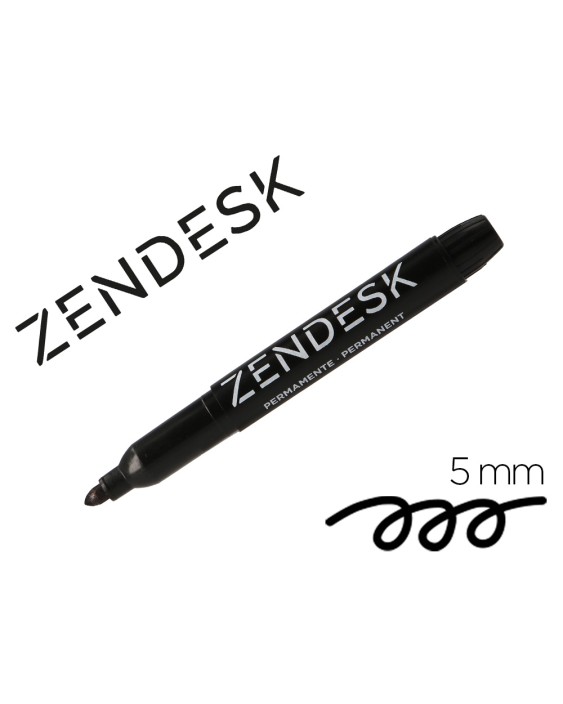 Rotulador zendesk marcador permanente negro punta redonda 5mm